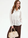 Camicia panna bianco con plastron plissé