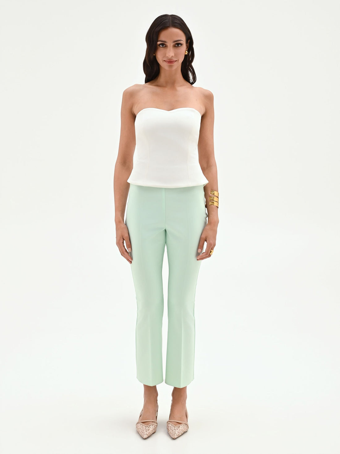 Top bustier bianco con scollo a cuore