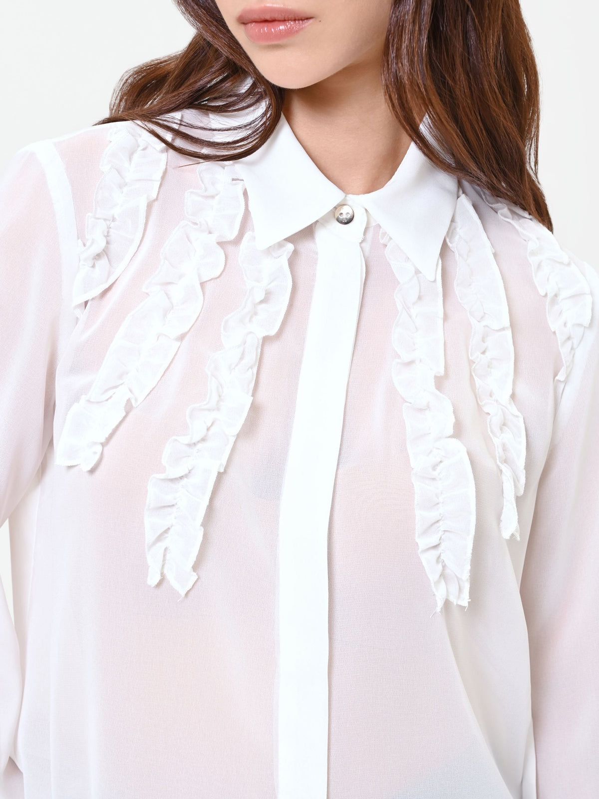 Camicia panna con ruches verticali
