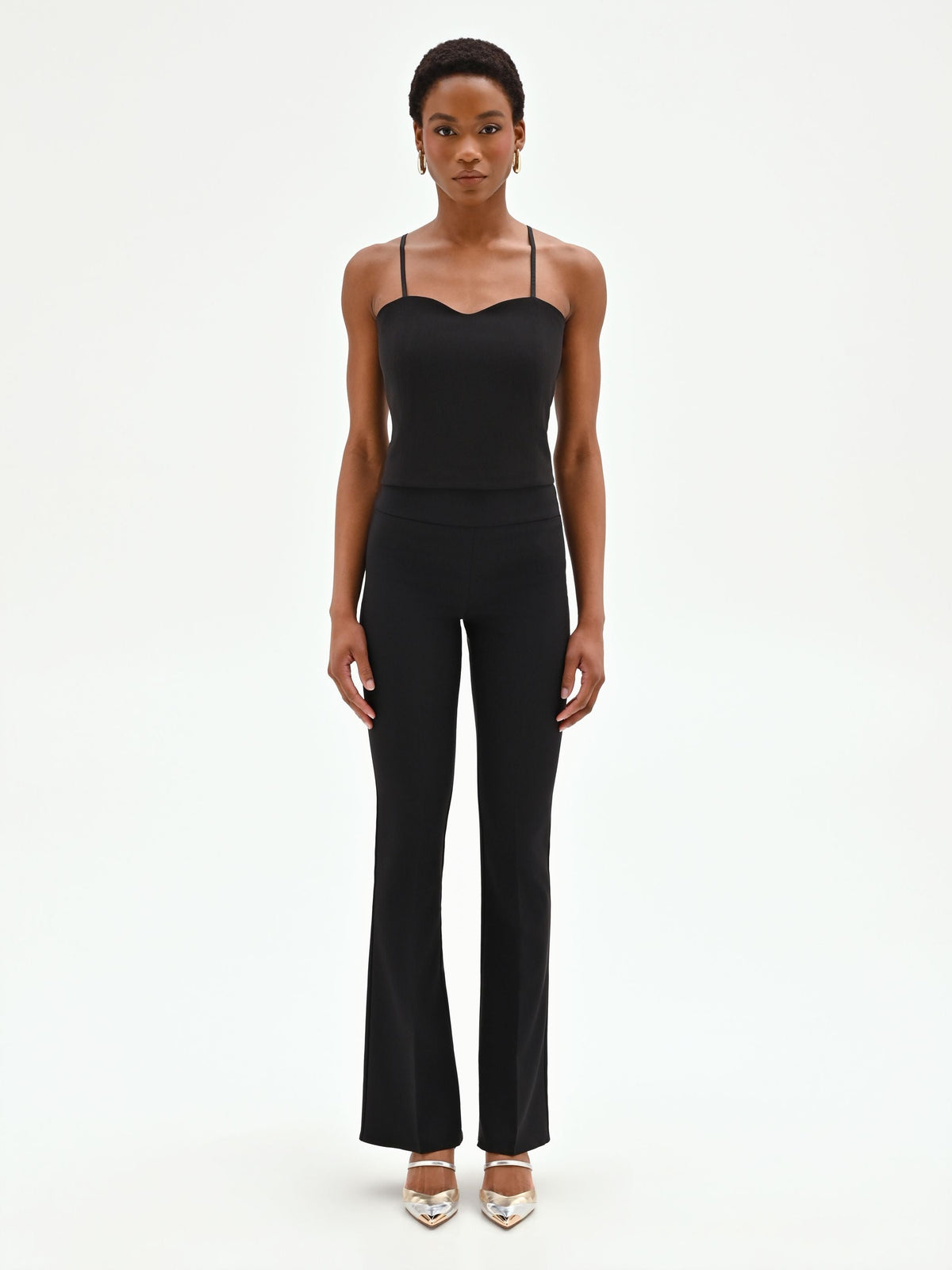 Top bustier nero con doppie spalline