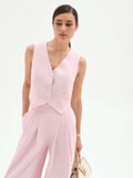 Gilet monopetto rosa pastello