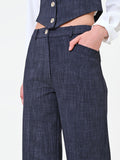 Pantalone blu navy in punto milano effetto denim