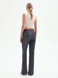 Pantalone gessato blu mid flared
