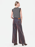 Pantaloni jeans wide leg marrone sfumato