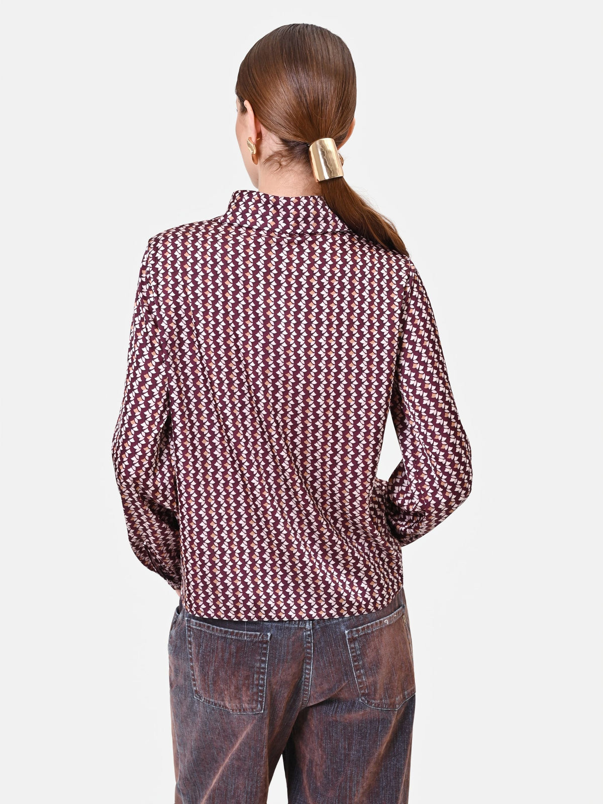 Camicia bordeaux con micro fantasia geometrica