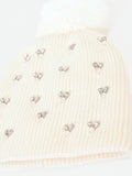 Cappellino bianco con cristalli e pompon