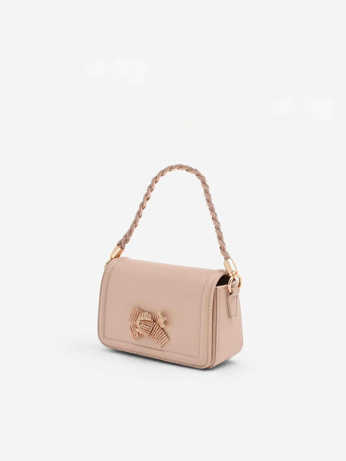 Borsa pochette rosa con fiocco gioiello