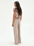 Pantalone a palazzo tortora beige con piega stirata