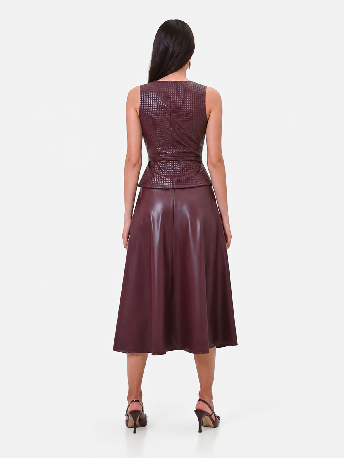 Abito midi in similpelle rosso bordeaux Giorgia Palmas X Rinascimento