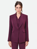 Giacca Studio monopetto gessata in crepe bordeaux rosso