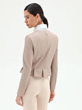 Giacca tortora beige con bottoni asimmetrici