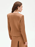 Blazer marrone bronzo in raso liscio