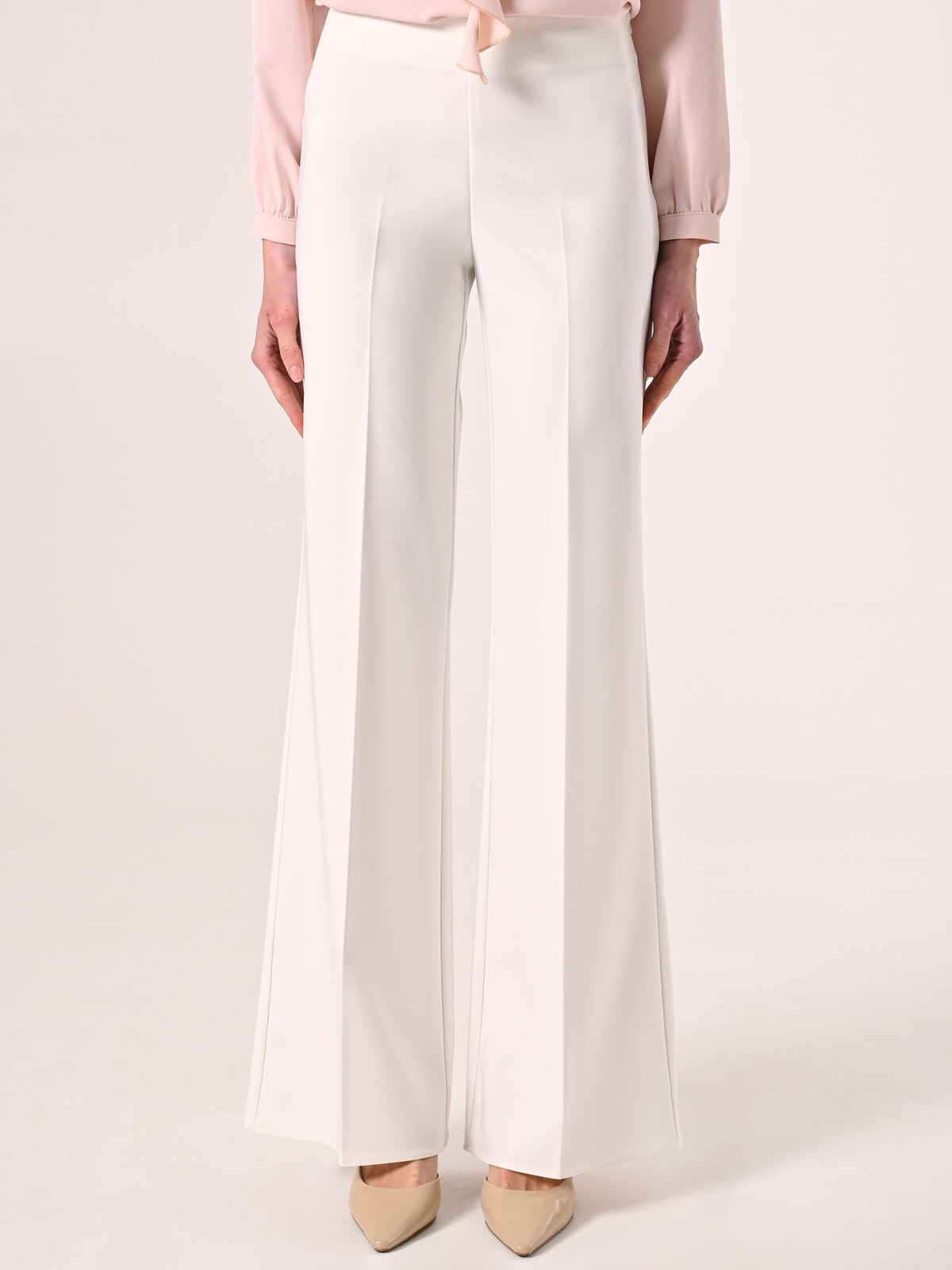 Pantaloni Palazzo in Tessuto Tecnico Bianco