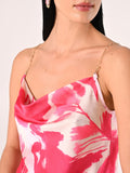 Top spalline Gioiello stampa Floreale Rosa Camelia