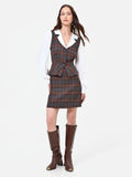 Abito marrone con stampa check effetto camicia