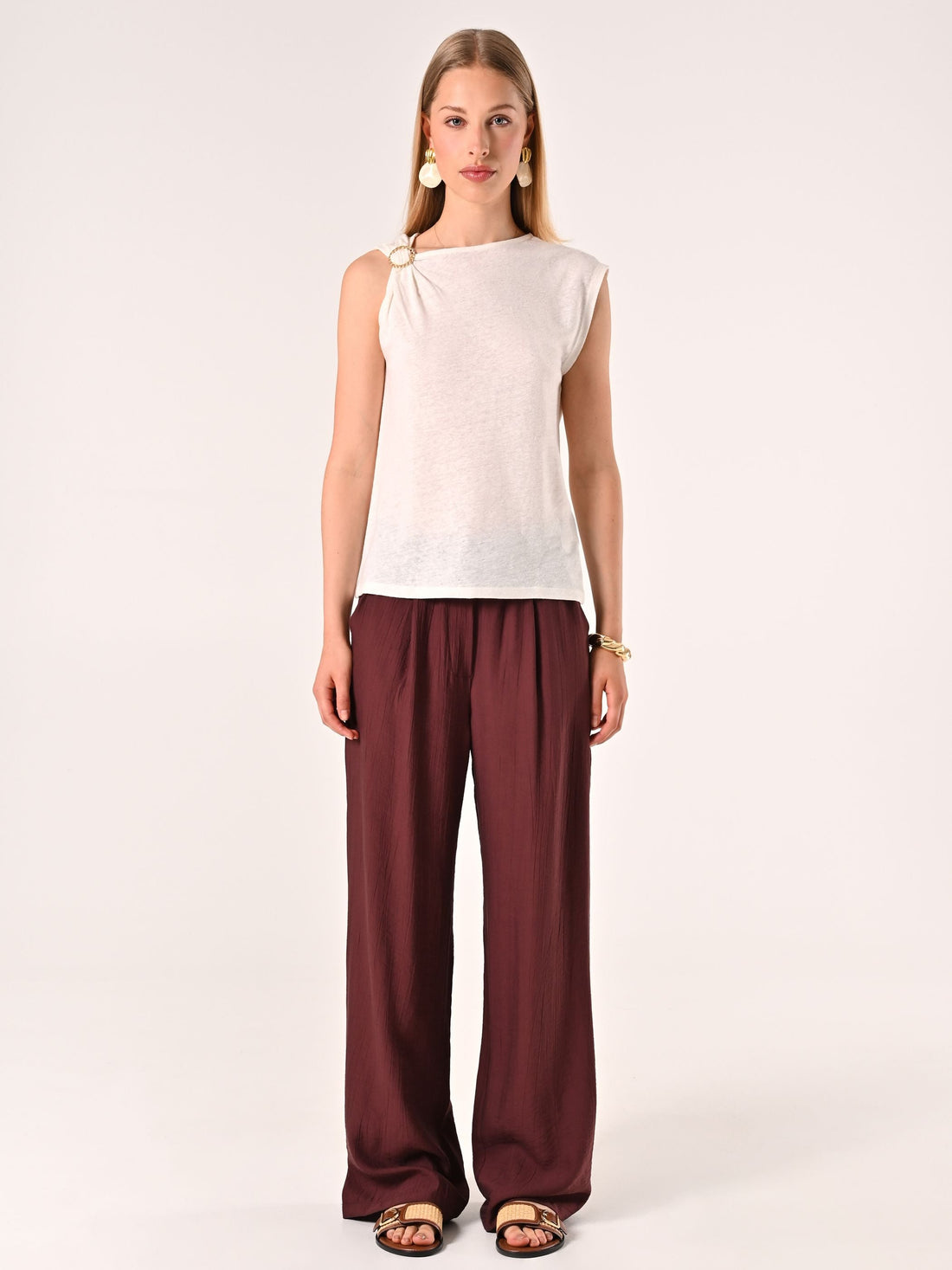 T Shirt in Lino con Anello