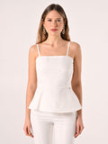 Top con Baschina in Cotone Bianco Operato