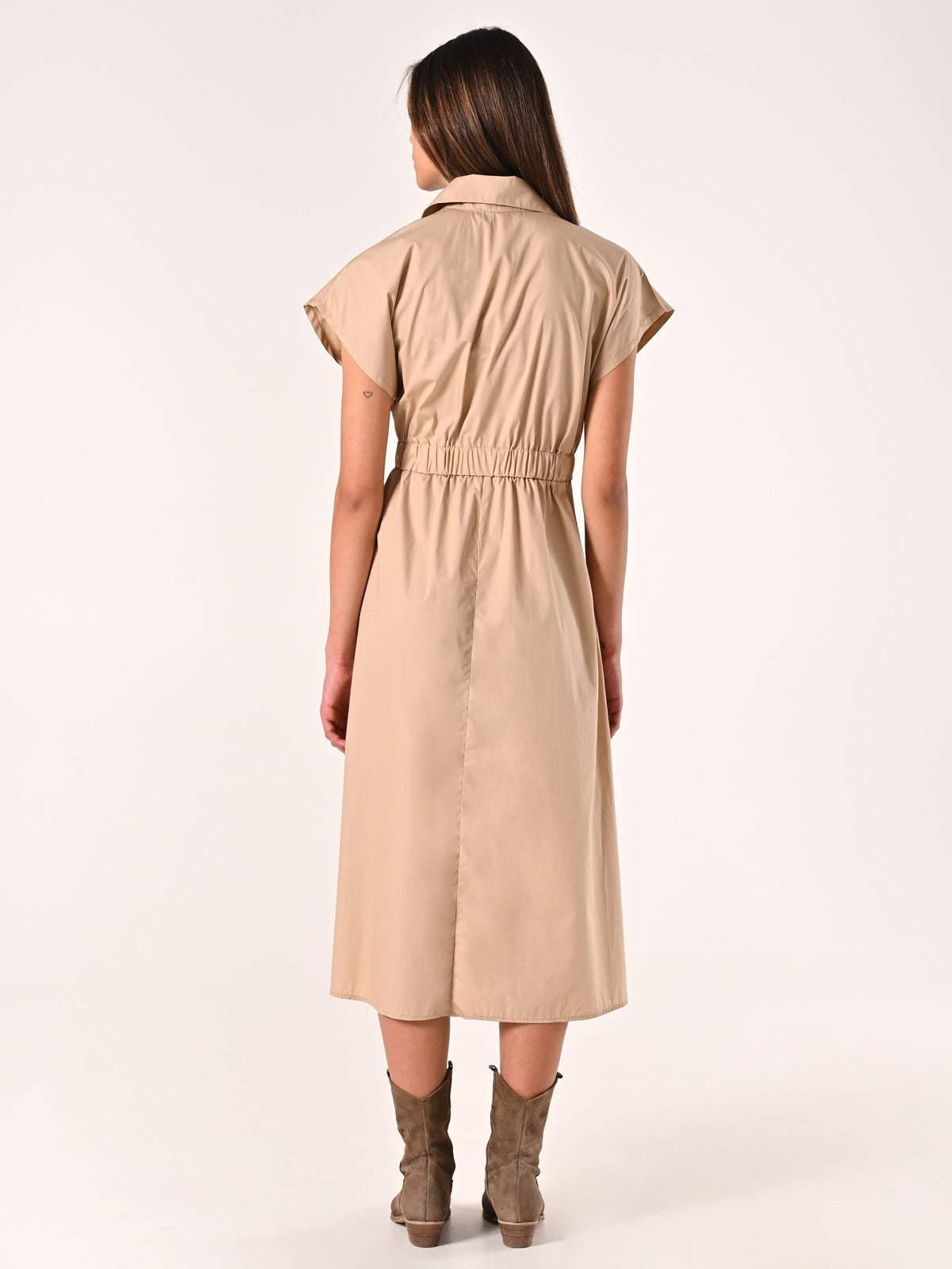 Chemisier Beige Incrociato con Fiocco