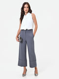 Pantalone culotte grigio con risvolto alto