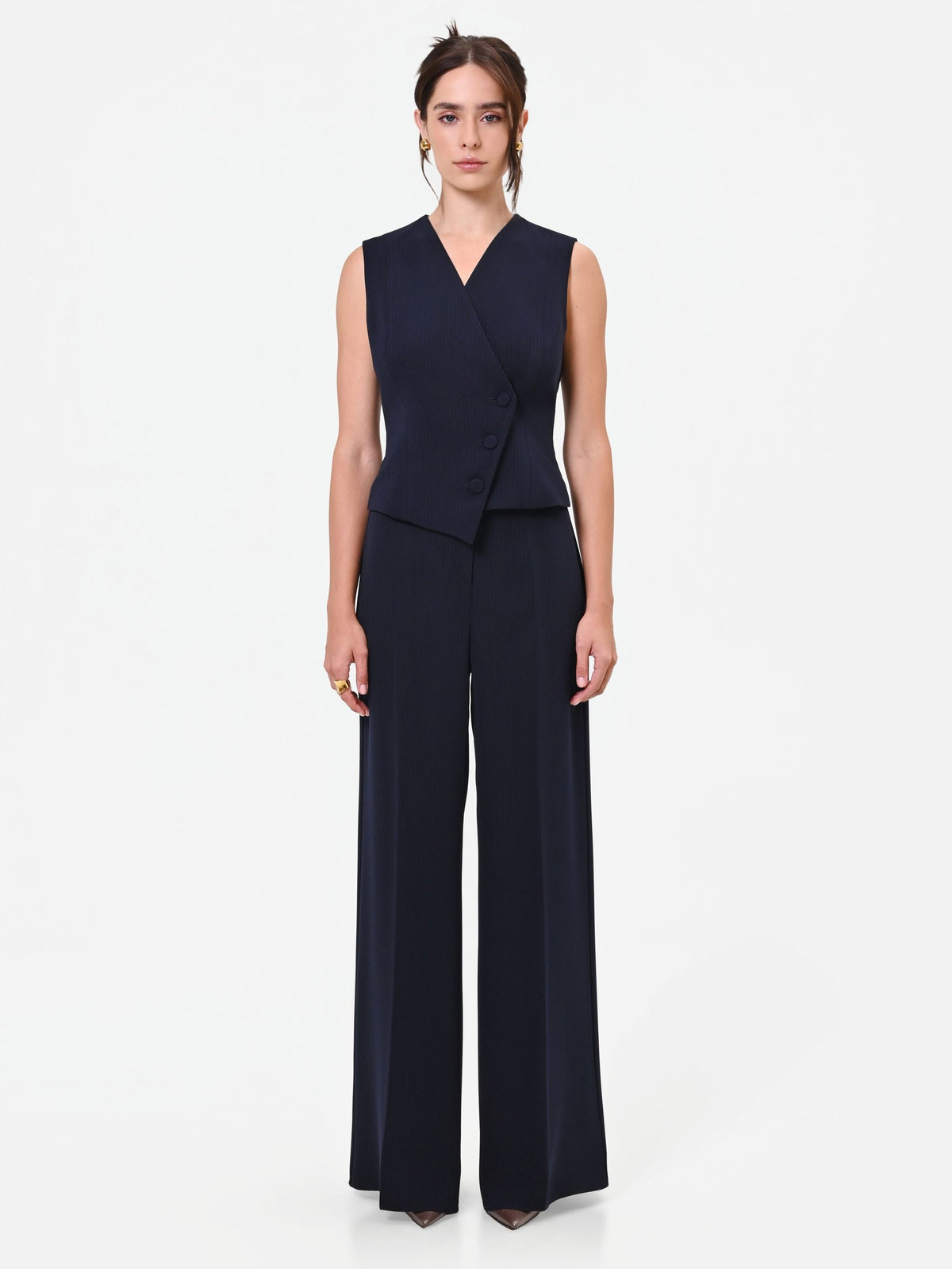 Gilet Studio gessato asimmetrico blu navy