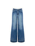 Jeans azzurri a gamba larga con risvolto
