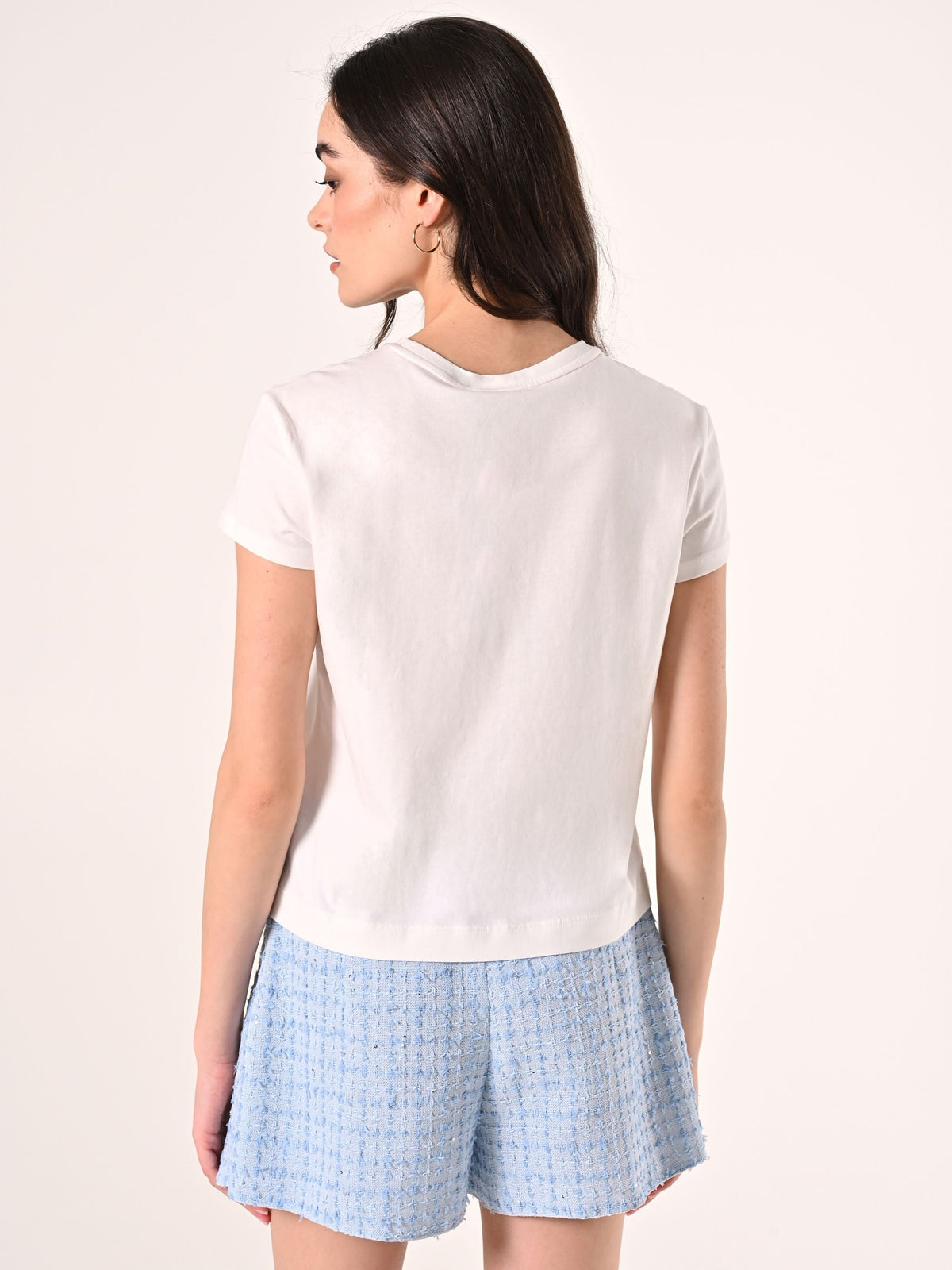 T-Shirt Stampata con Ricamo in Rilievo