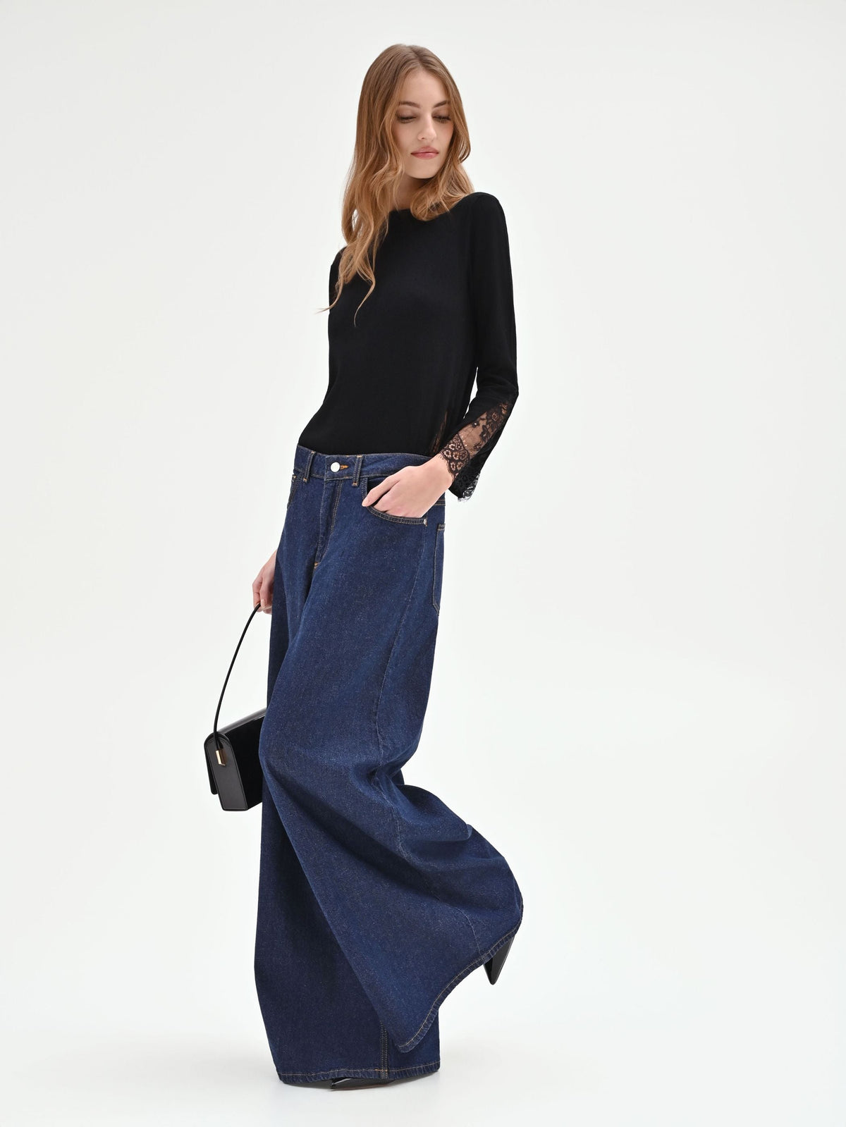 Jeans extra wide blu indaco high waist