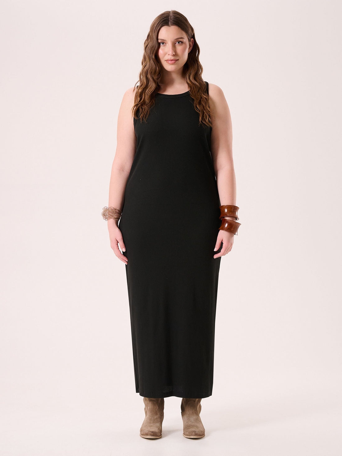 Abito Curvy in Cotone a Costine Nero