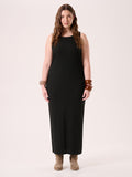 Abito Curvy in Cotone a Costine Nero