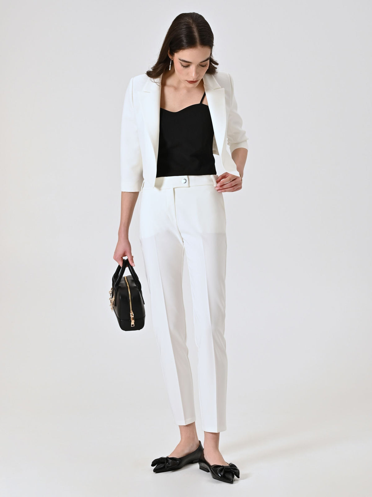 Pantaloni Slim in Tessuto Tecnico Bianco