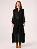Maxi Abito in Crepe Georgette Nero