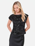 Top nero in paillettes