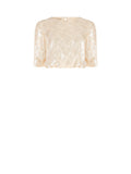 Crop top beige chiaro con paillettes