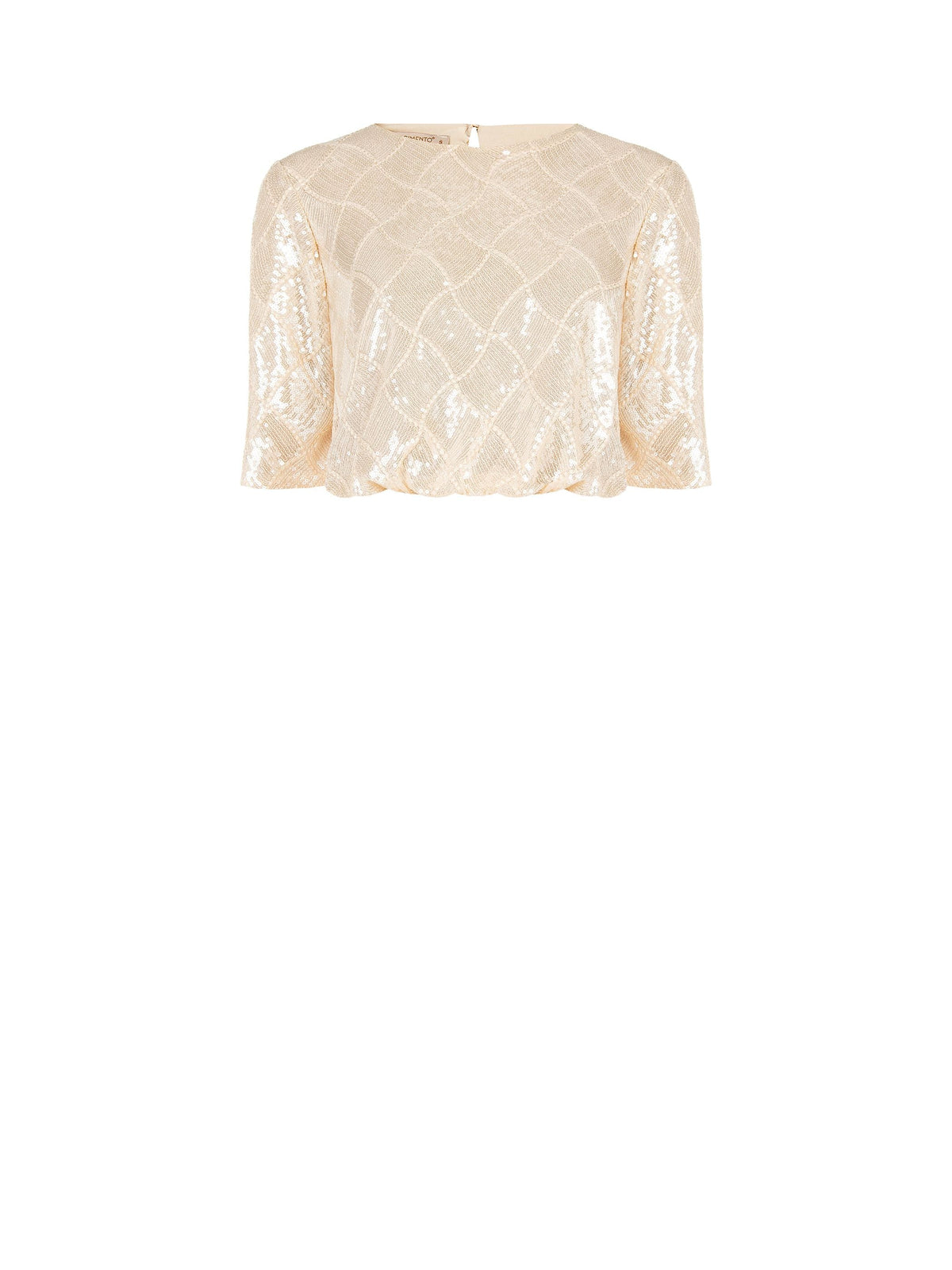 Crop top beige chiaro con paillettes
