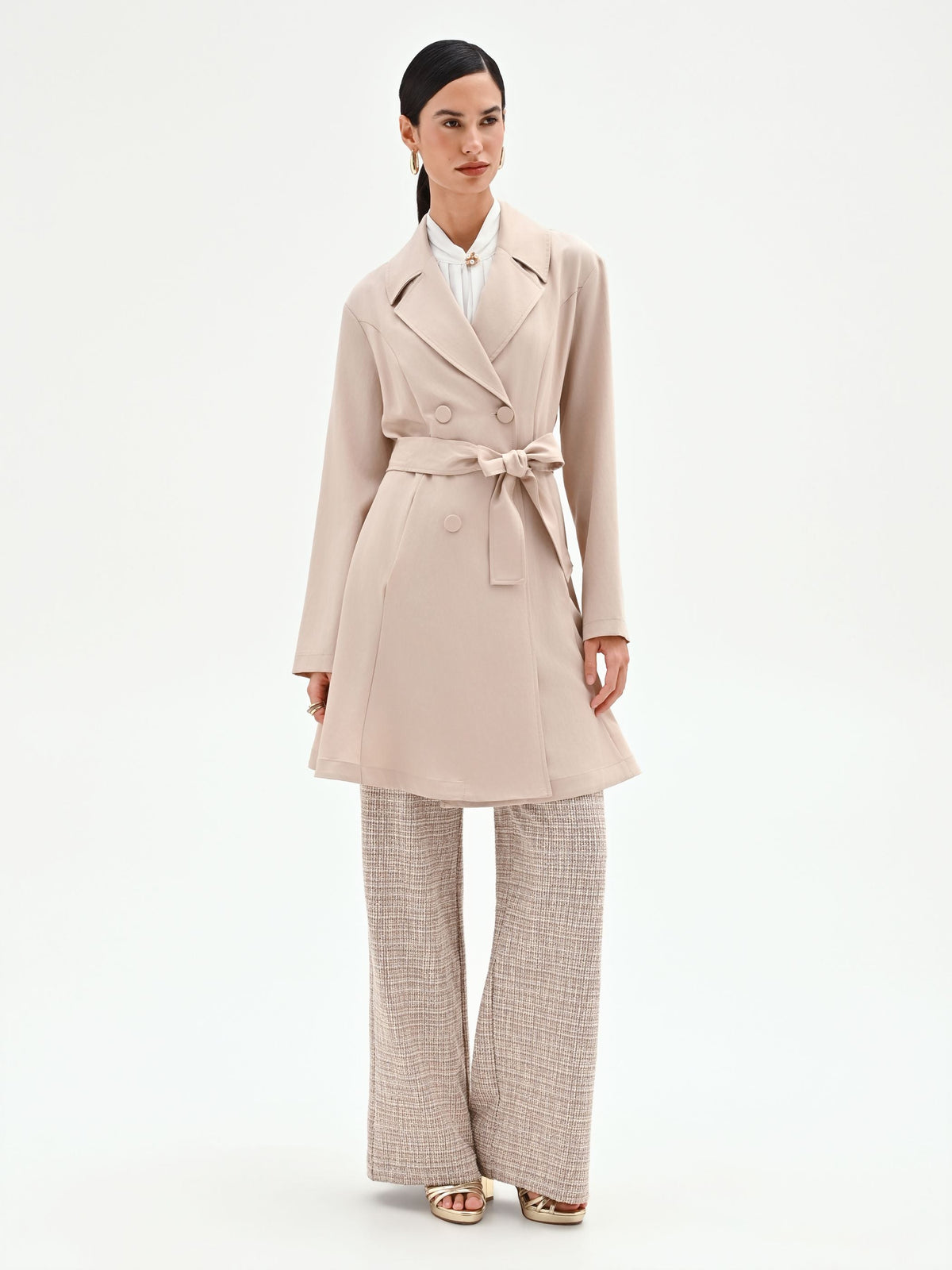 Trench doppiopetto tortora beige
