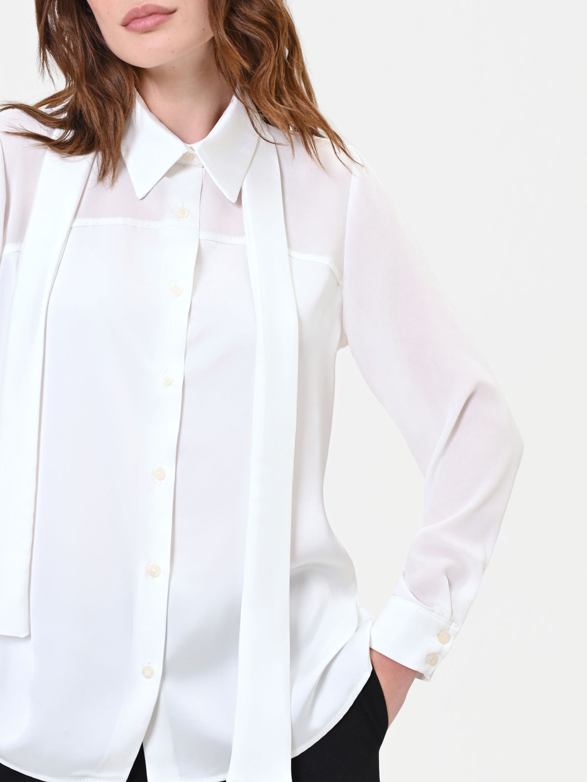 Camicia in georgette panna bianco con fusciacca