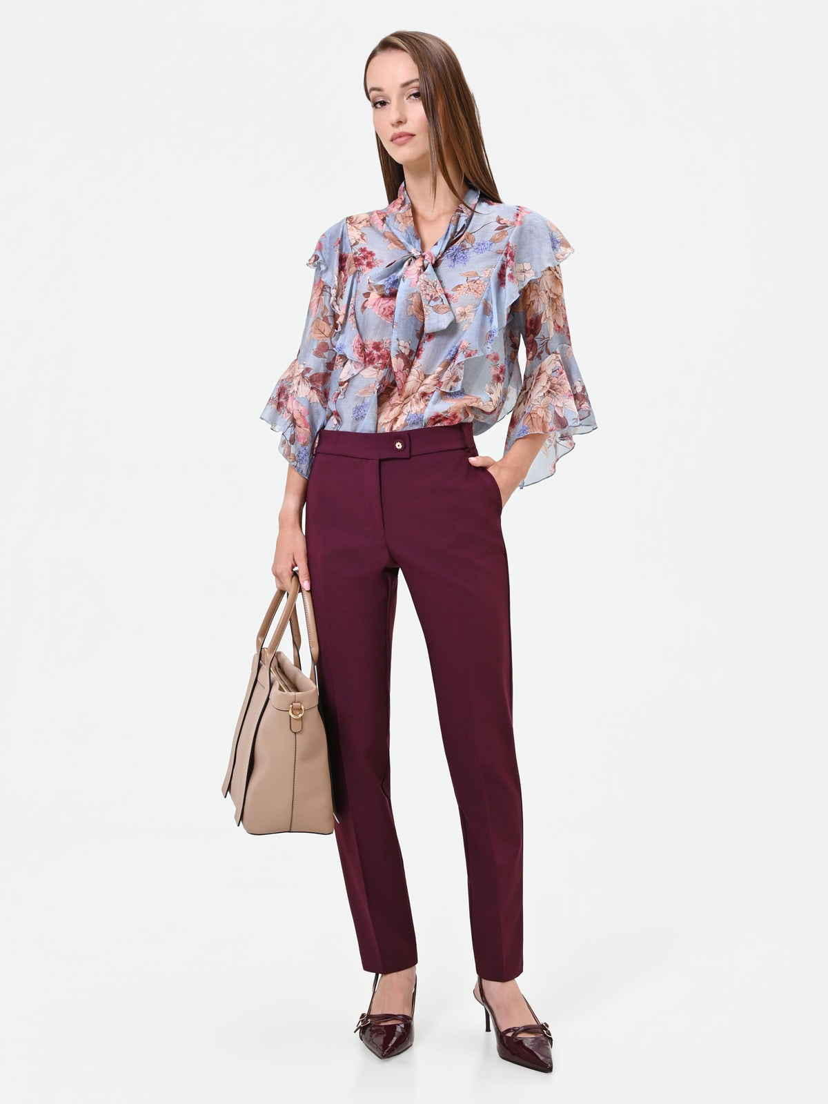 Pantalone a sigaretta bordeaux