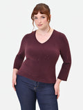 Maglia Curvy bordeaux rosso con punti luce