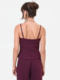 Top Studio  bustier bordeaux in crepe gessato