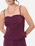 Top Studio  bustier bordeaux in crepe gessato