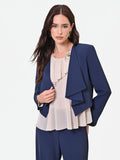 Giacca corta blu navy con revers a cascata
