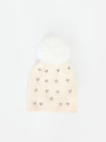 Cappellino bianco con cristalli e pompon