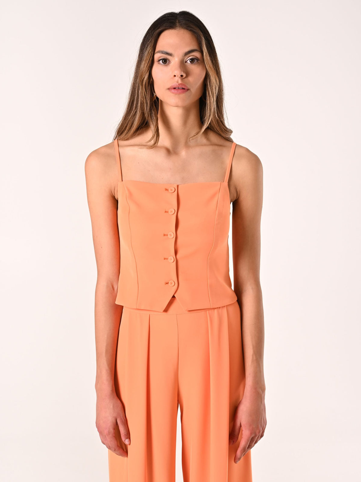 Top Arancione in Tessuto Fluido