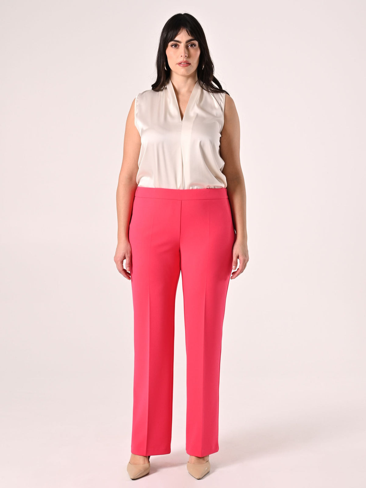 Pantaloni Curvy Fuxia in Scuba mano Crepe