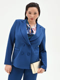 Giacca Curvy doppiopetto blu brillante in scuba mano crepe