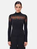 Maglia in viscosa nera con inserto semitrasparente