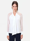 Blusa Studio bianca in misto seta con fiocco