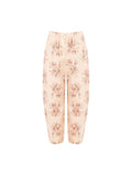 Pantalone rosa in denim stampa floreale