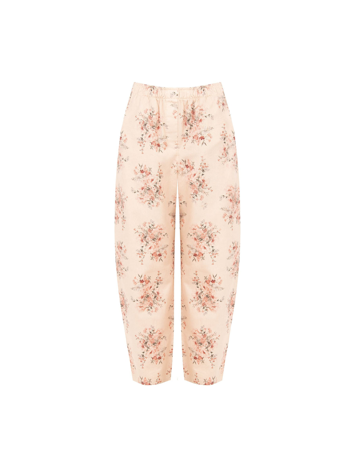 Pantalone rosa in denim stampa floreale