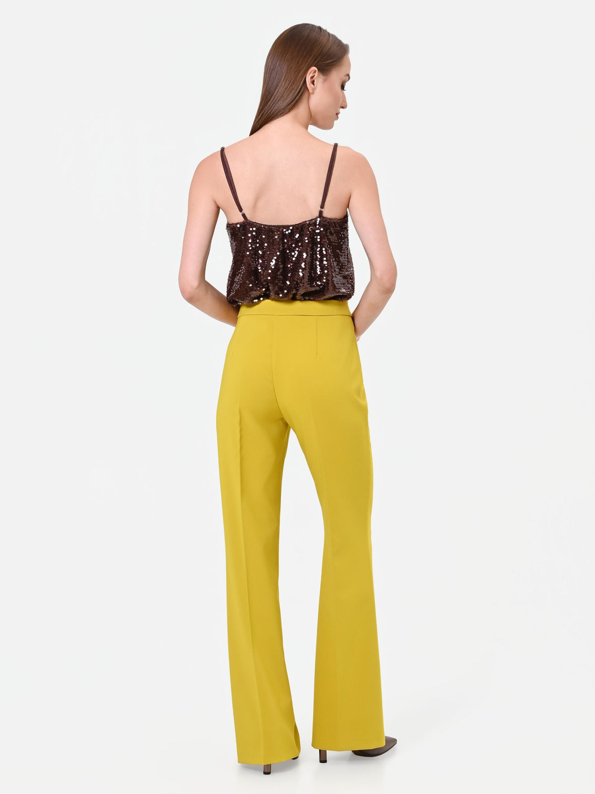 Pantalone a vita alta verde olio